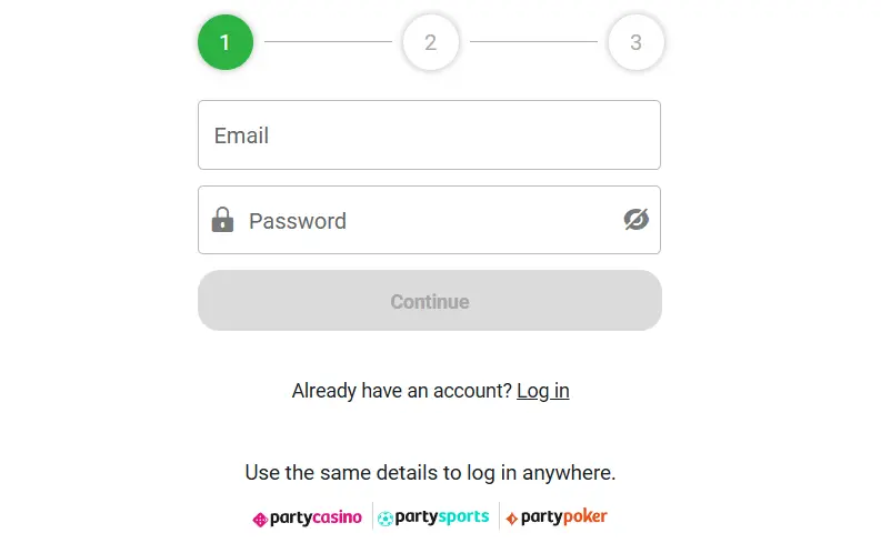 party casino login
